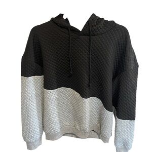 SHEIN Black and Gray Quilted Hoodie
